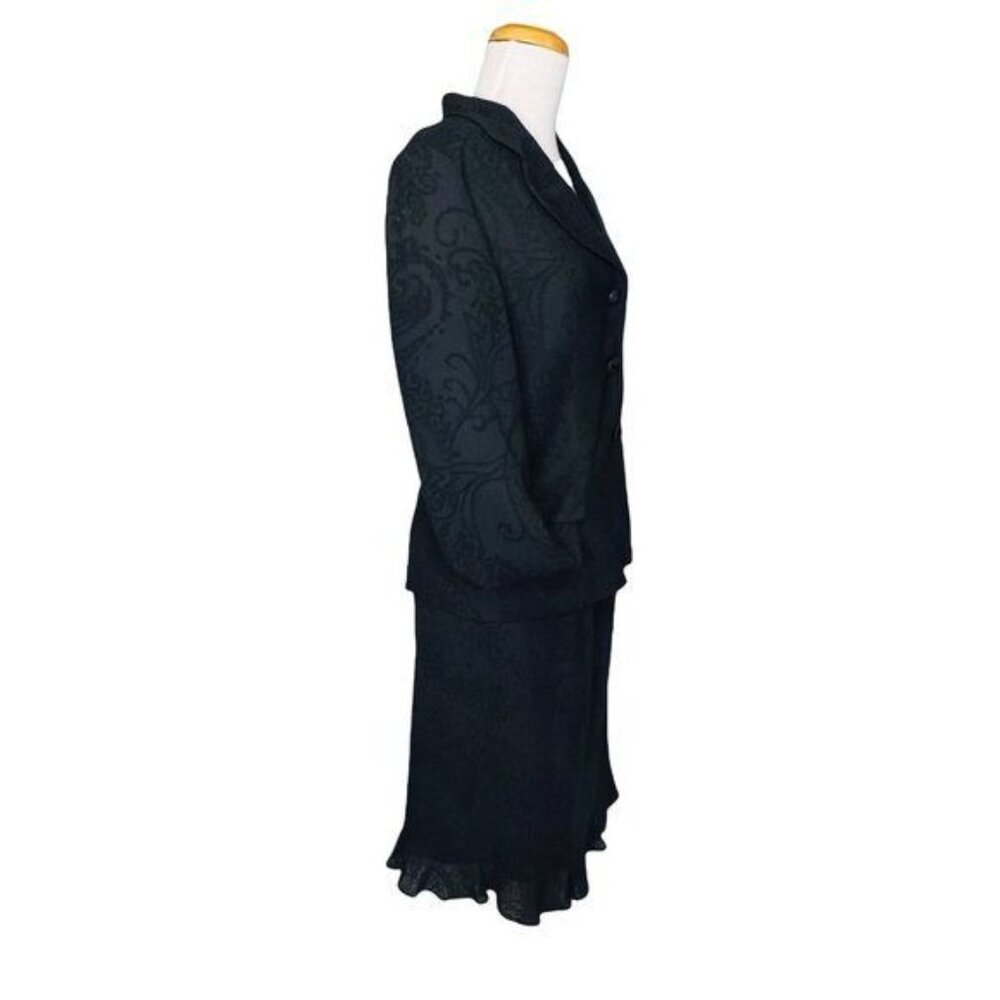 Carlisle Blazer and Skirt Suit Jacquard Black Paisley Vintage Sz 6 Hong Kong - Picture 4 of 14